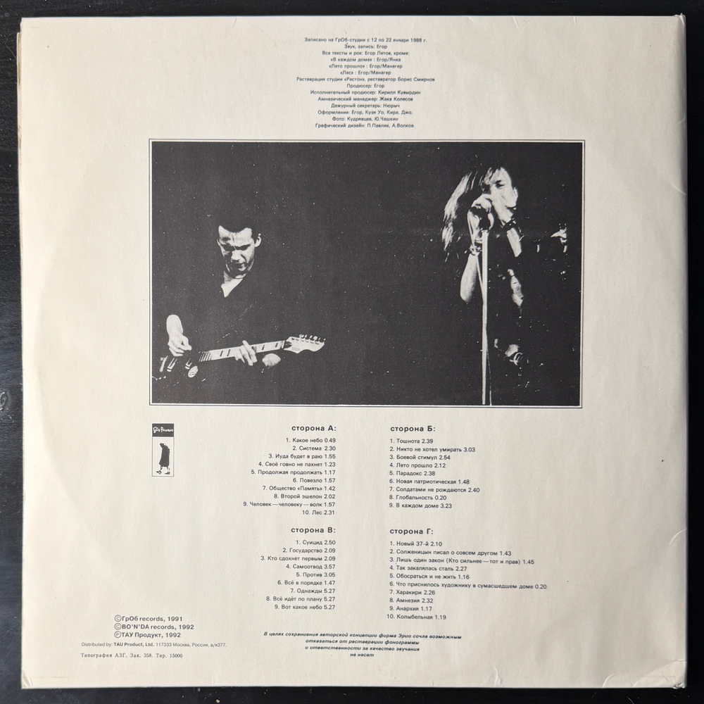 Гражданская Оборона ‎– Всё Идёт По Плану 2LP (Россия 1992г.)