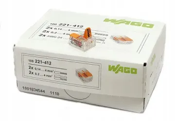 Клемма Wago с зажимами new 221-412 прозрачная original (в упак. 100шт.)