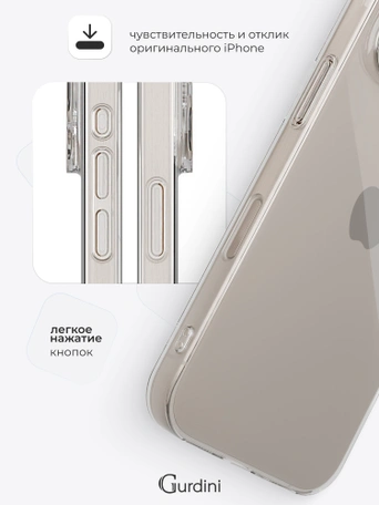 Чехол накладка iPhone 16 Pro Max 6.9" Gurdini силикон Ultra Twin 1 mm прозрачный