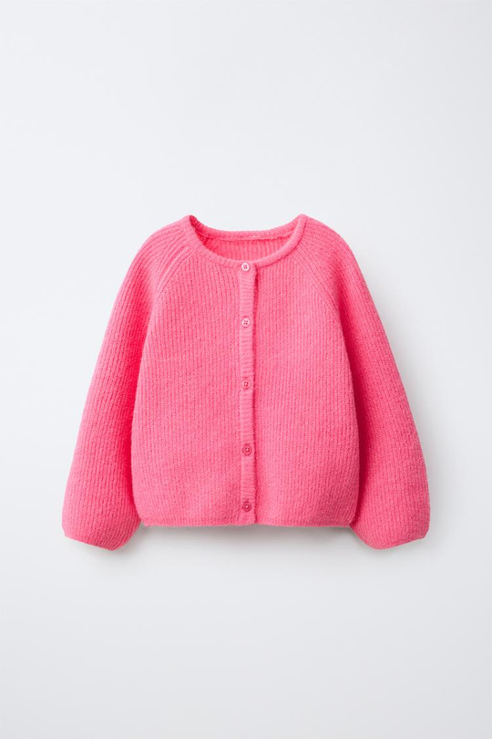 ZARA ОДНОТОННЫЙ КАРДИГАН, РОЗОВЫЙ