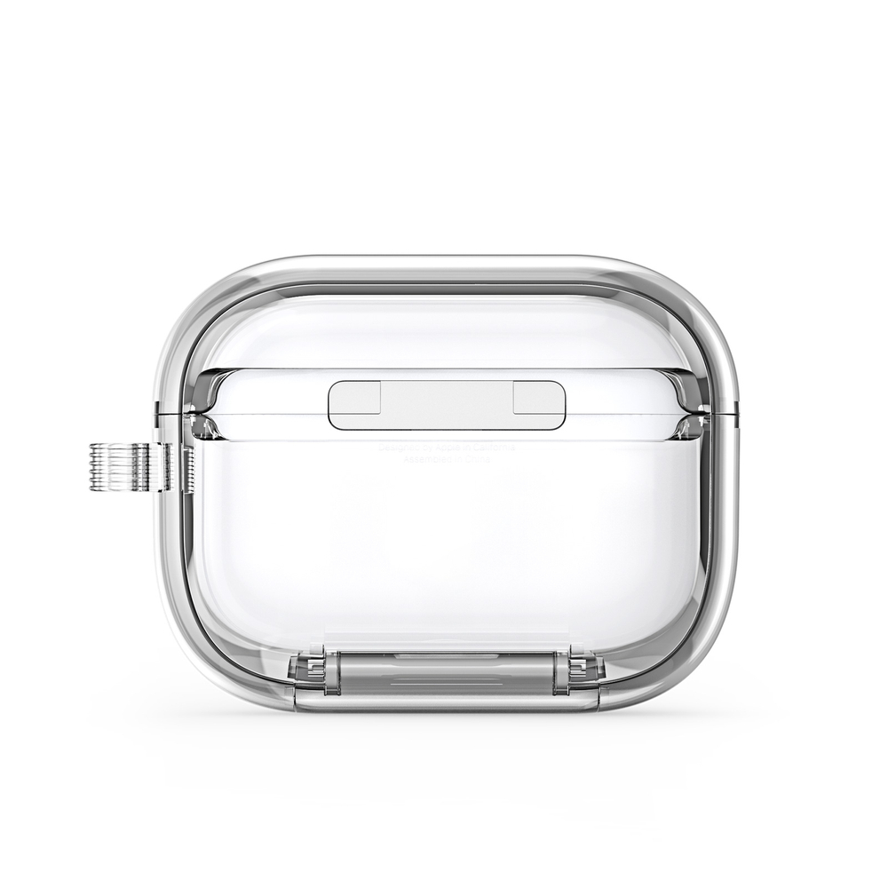 Чехол прозрачный защитный с магнитным замком для наушников AirPods Pro 3, серия PECR Series Case, в комплекте с карабином