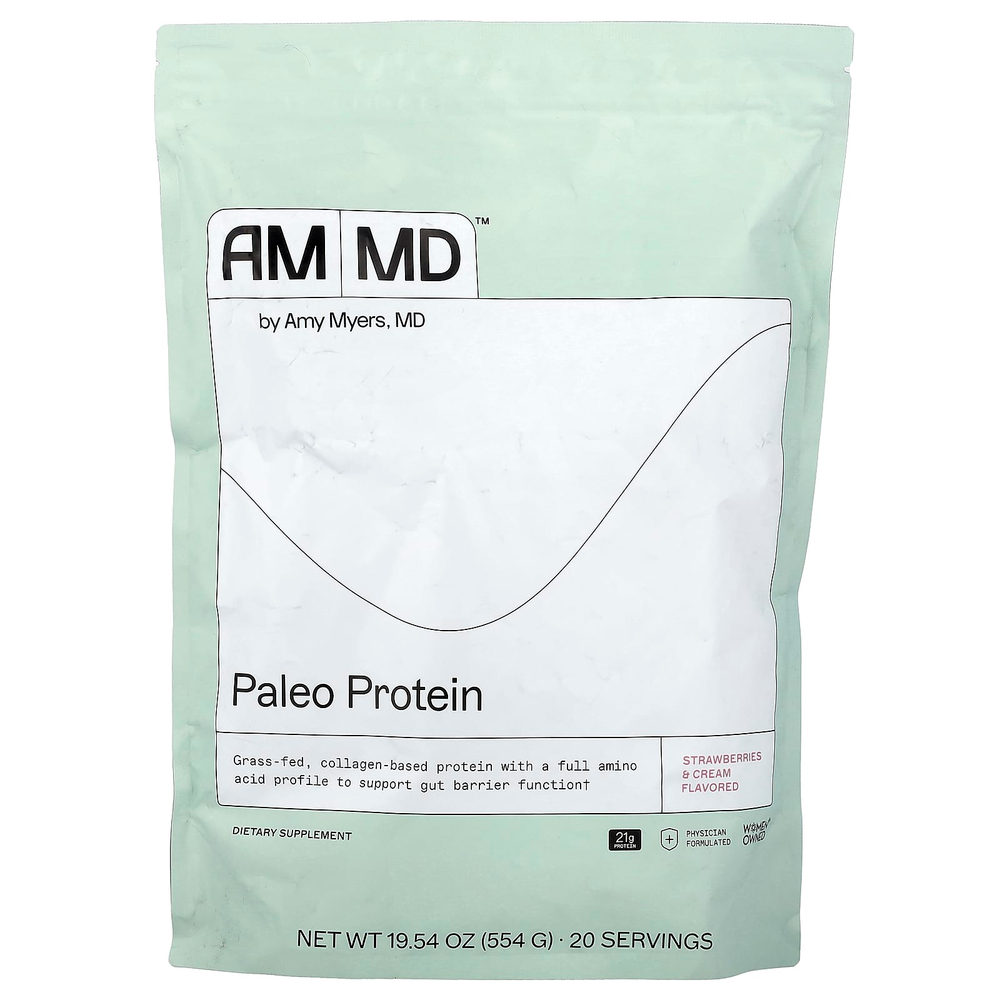 Amy Myers MD, Paleo Protein, со вкусом клубники со сливками, 554 г (19,54 унции)