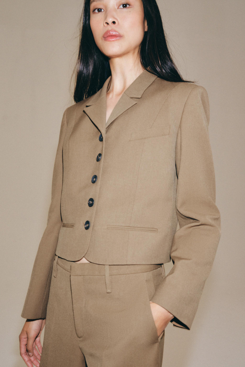 ZARA ПРИТАЛЕННЫЙ БЛЕЙЗЕР НА ПУГОВИЦАХ — ZW COLLECTION, КАРАМЕЛЬНЫЙ