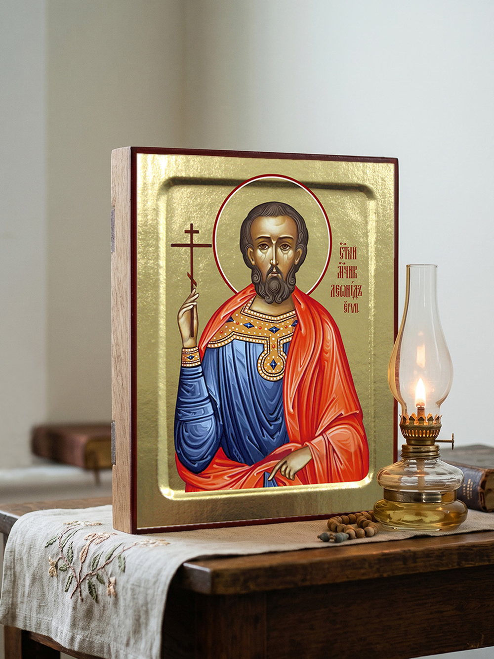 Икона Леонида Египетского, мученика на дереве: 125 х 160 (Синопсисъ)