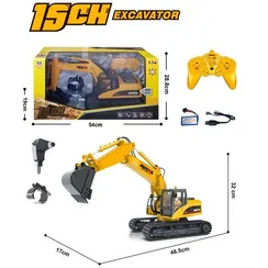 Экскаватор HuIna 1535-1 на радиоуправлении с металлическим ковшом, 15 канальный HN1535-1