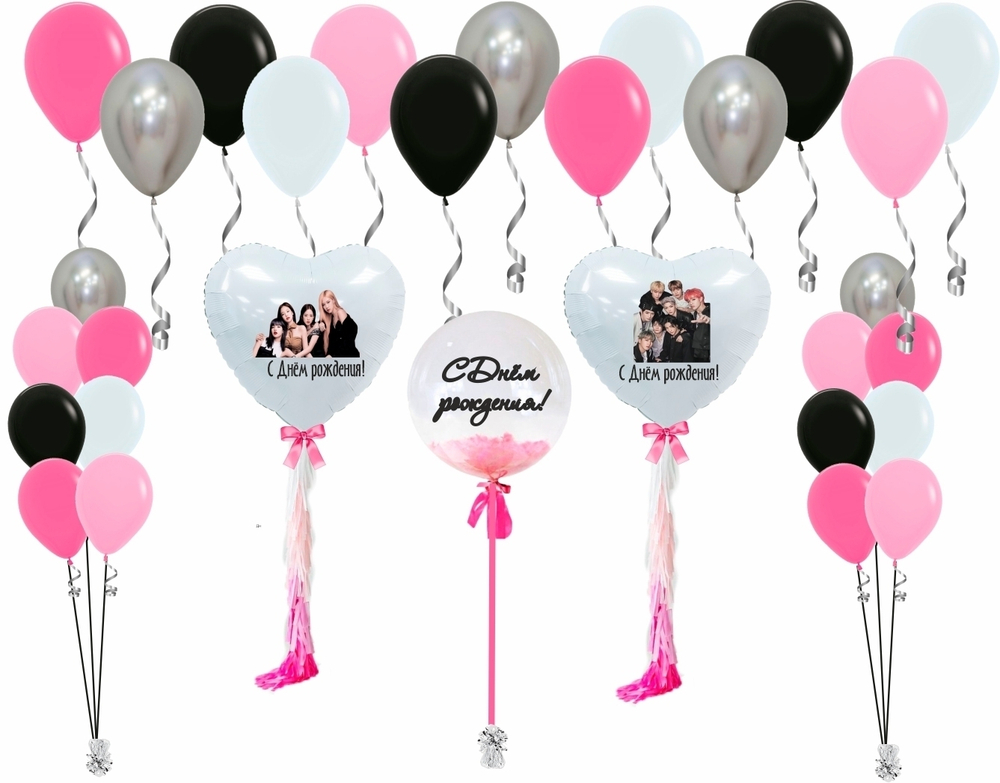 Воздушный шар Black Pink Premium 91 см