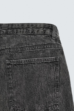 ZARA БРЮКИ STRAIGHT FIT ЖАККАРД, ТЕМНО-СЕРЫЙ