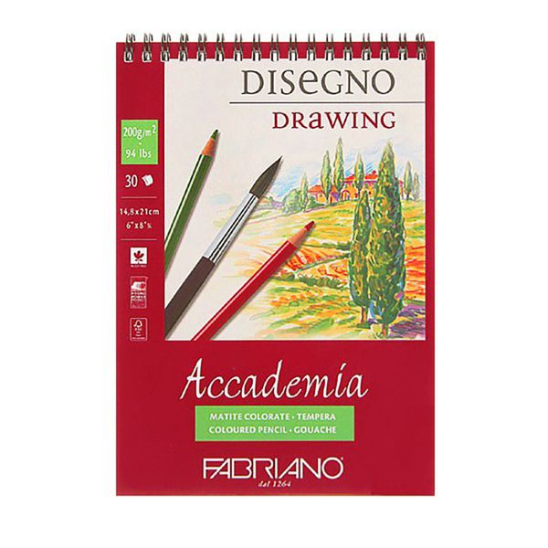 Альбом для эскизов AccaDemia 200 г/м², A5 14.8х21 см, на спирали 30 л, Fabriano 44201421