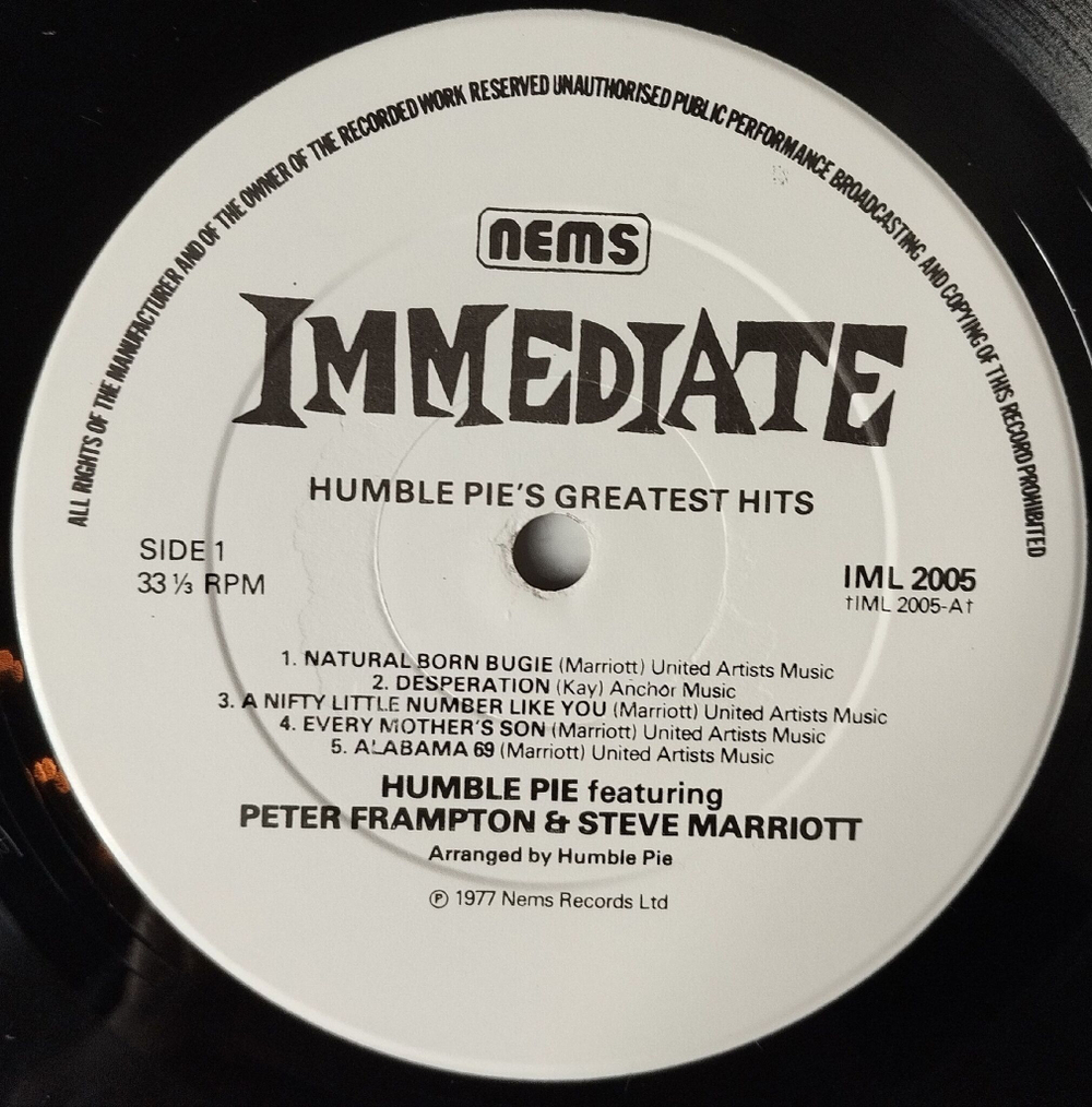 Винтажная виниловая пластинка LP Humble Pie Greatest Hits (UK 1977)