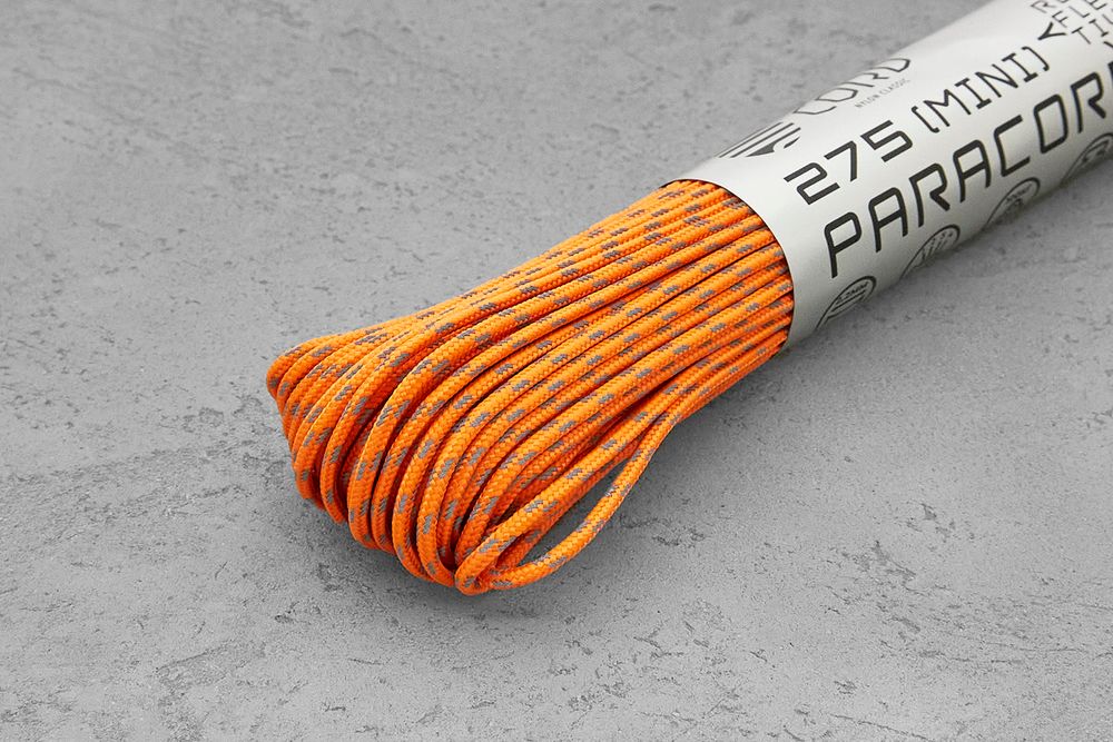 Паракорд 275 светоотражающий "Neon orange ref", 1 метр
