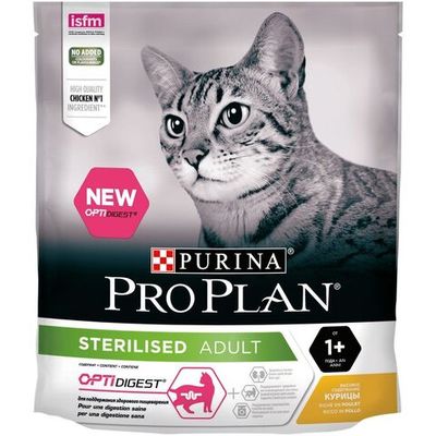 Сухой корм Pro Plan® для взрослых стерилизованных кошек старше 1 года, с высоким содержанием курицы, Пакет, 400 г