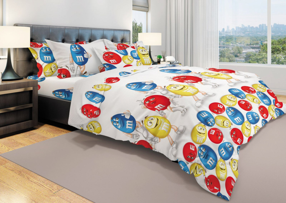 Комплект постельного белья 1.5 сп БЯЗЬ "M&Ms" (нав. 70х70 или 50х70)
