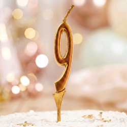 Свеча для торта мини, цифра 9 (золото, 4,5 см)