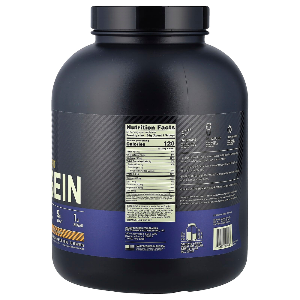 Optimum Nutrition, Gold Standard® 100% Casein, со вкусом шоколада и арахисовой пасты, 1,8 кг (3,97 фунта)