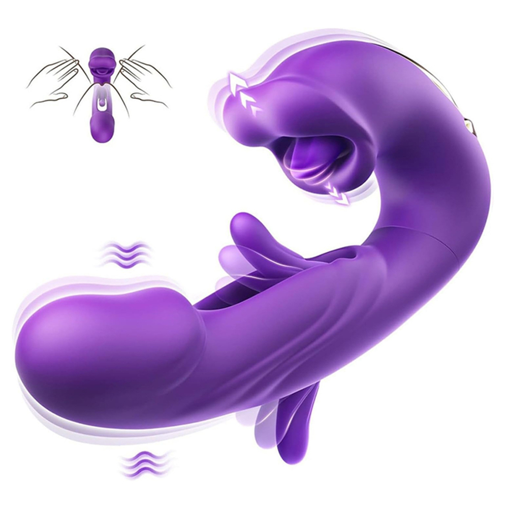 Фиолетовый вибратор с функцией фингеринга и лизания Secwell G-Spot Kisser Double Stimulation Vibrator SW11025