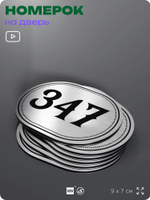 Номерок на дверь квартиры 347, для кабинета, офиса, шильдик 9 х 7 см, брашированная сталь, Айдентика Технолоджи
