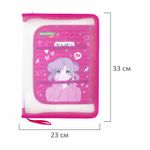 Папка для труда на молнии BRAUBERG KIDS А4, 1 отделение, прозрачная, органайзер, "Anime style", 272208