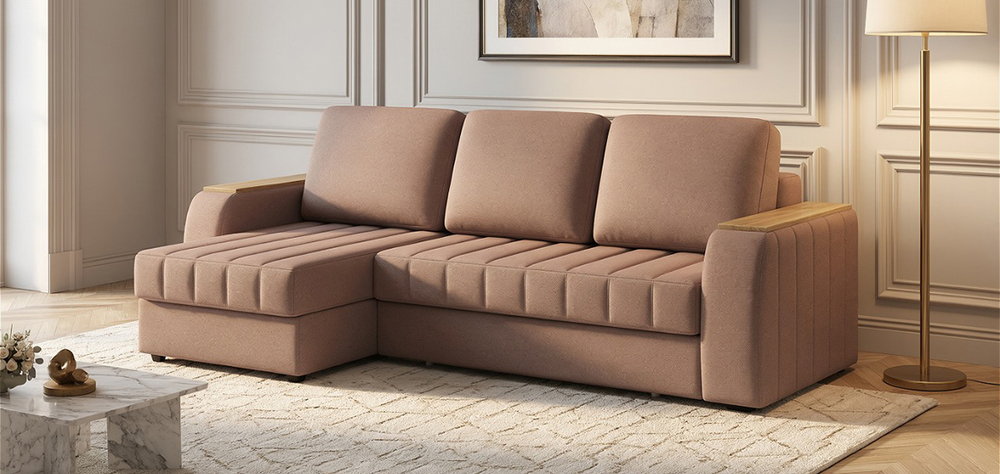 Ирвин Саяна_Д 1400 + Саяна_Д 800 + Саяна_Д оттоманка Verona Dark Brown 744, ВариантКроя1, Декор: Стр