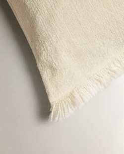 ZARA HOME НАВОЛОЧКА ДЛЯ ДЕКОРАТИВНОЙ ПОДУШКИ С БАХРОМОЙ, ЭКРЮ