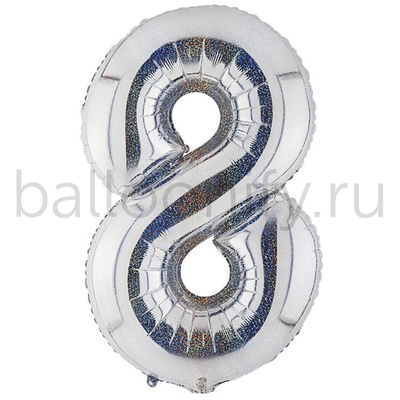 Шар ЦИФРА 8 Silver блеск 40" 102 см