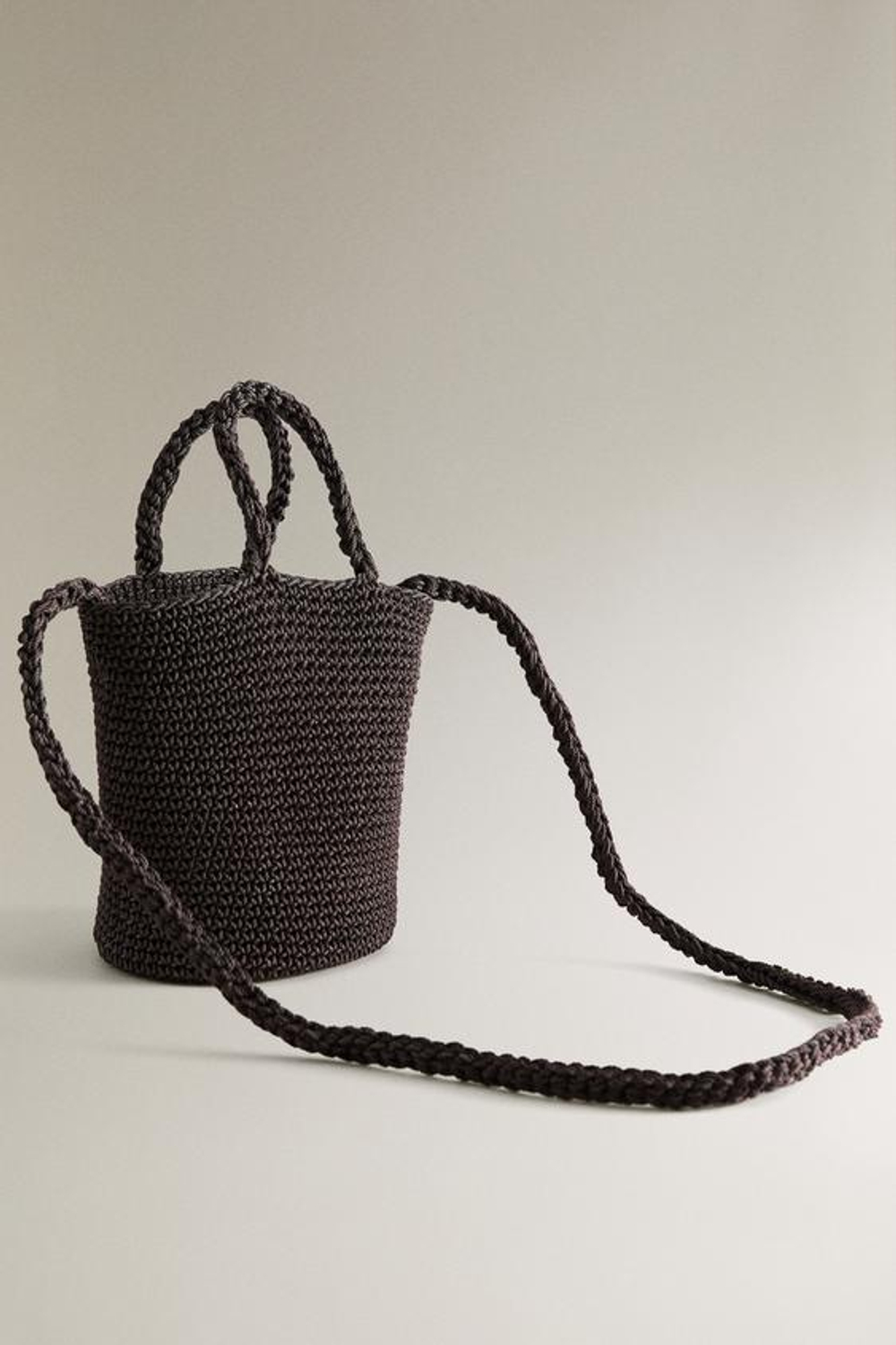 ZARA HOME МИНИ-СУМКА С ЭФФЕКТОМ ПЛЕТЕНИЯ, КОРИЧНЕВЫЙ