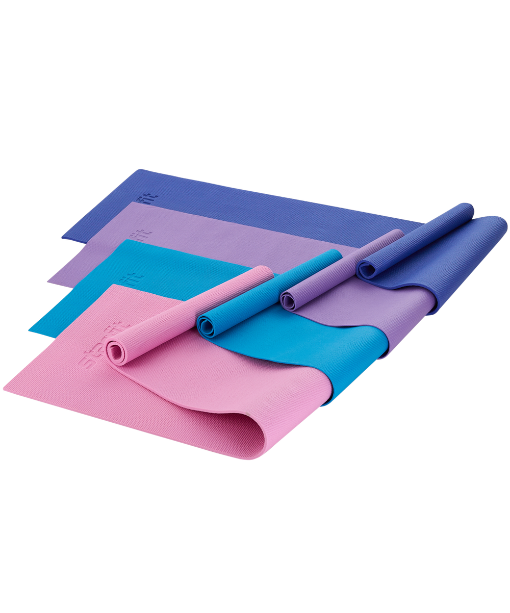 Коврик для йоги и фитнеса FM-101, PVC, 183x61x0,8 см, темно-синий