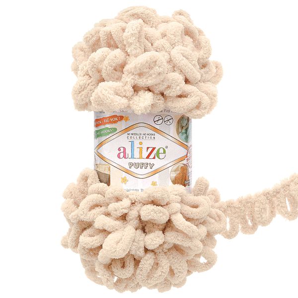 Пряжа Alize (Ализе) Puffy / уп.5 мот. по 100 г, 9м, 599 слоновая кость