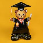 Шар 3D (48''/122 см) Фигура на подставке, Медвежонок Выпускник, 1 шт. в уп.