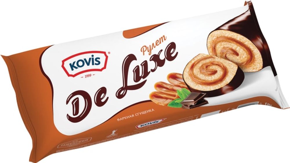 Рулет бисквитный Kovis de Luxe с кремом вареная сгущенка 200