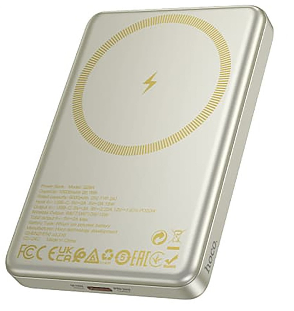 Powerbank с беспроводной зарядкой MagSafe Hoco Q26A 10000mAh 2USB-C 20W золотой