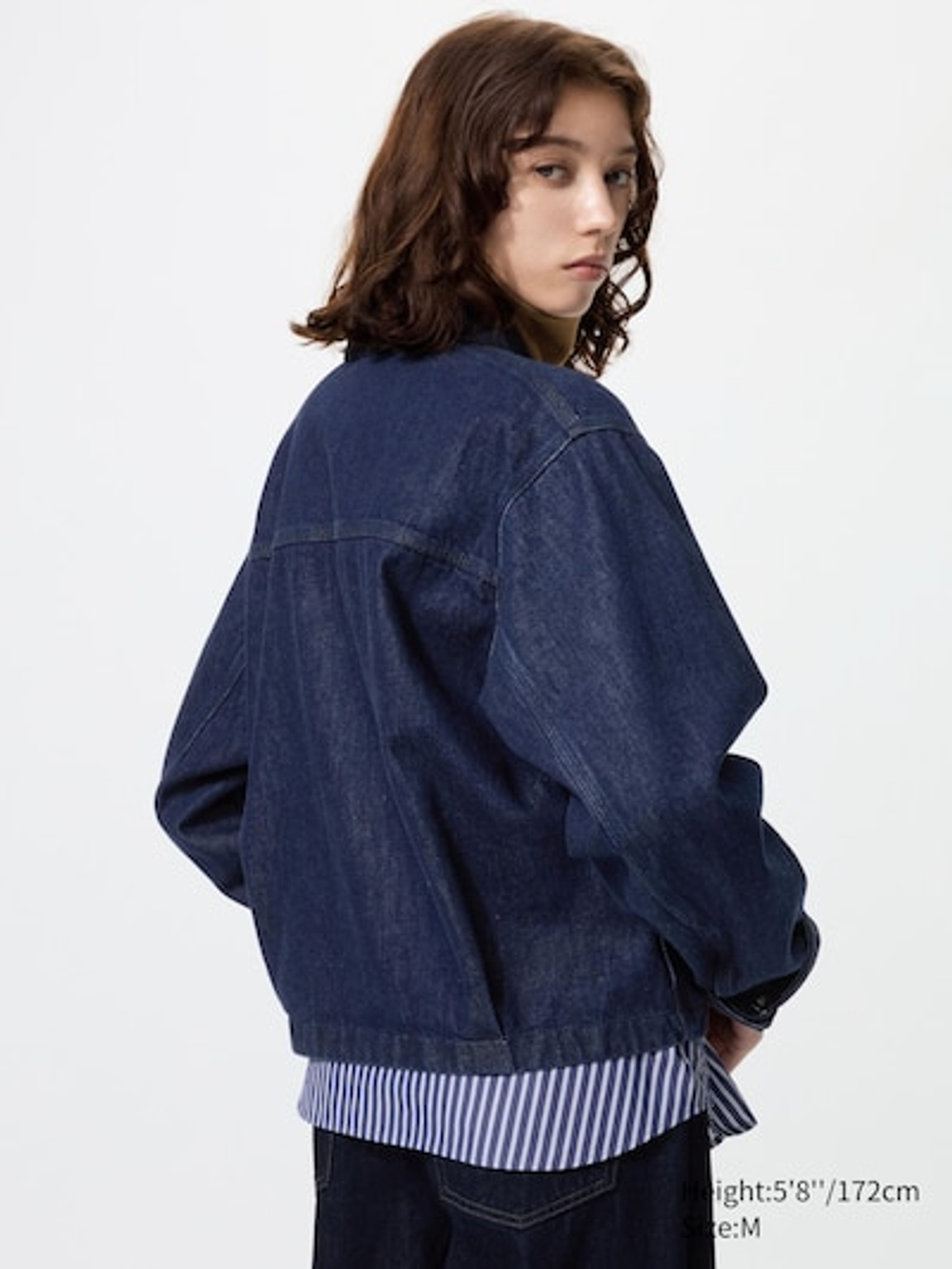 UNIQLO Короткая джинсовая куртка на молнии, темно-синий