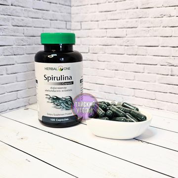 Капсулы Spirulina Capsule Herbal One Спирулина для ЖКТ 100 капс.