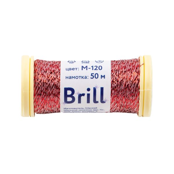 Мулине Gamma металлик M 5 мотков по 50 метров, M-120 белый/красный, Gamma BRILL