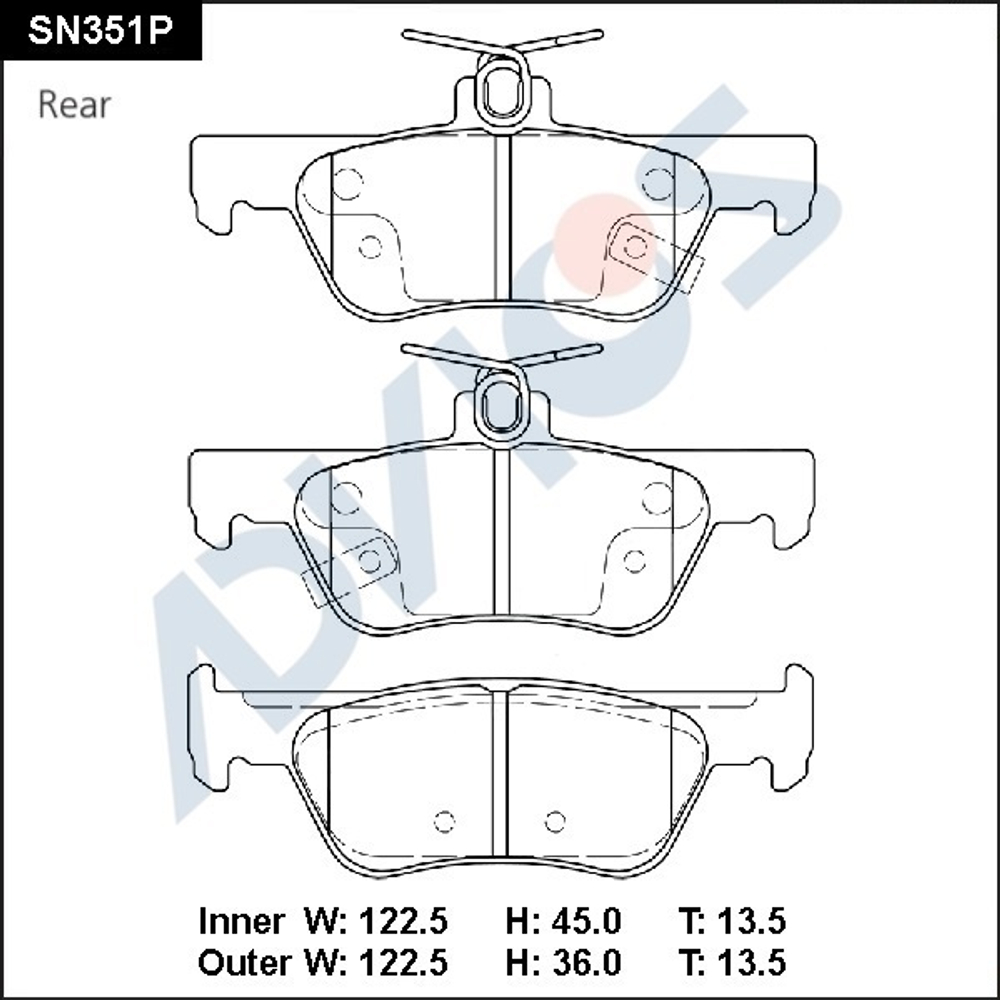 Дисковые тормозные колодки ADVICS SN351P