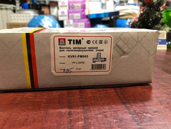 Кран для полотенцесушителя прямой 1х3/4" г/ш круглый Tim, 2 шт