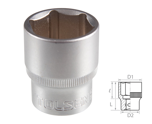 TOLSEN (TT16524) Головка торцевая стандартная шестигранная 1/2", 24 мм