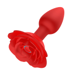 Красная анальная вибропробка-роза 11,1см с вращением и пультом ДУ Secwell Rose Twist Anal Plug SW2033