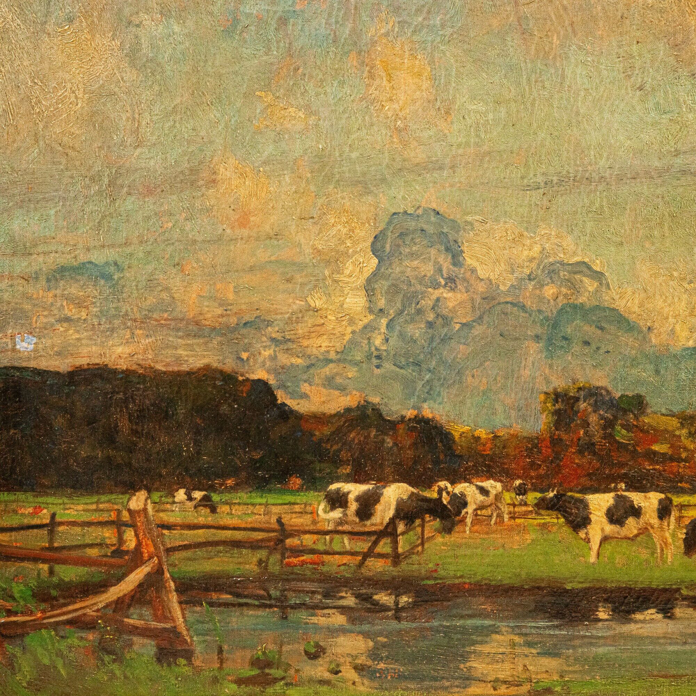 Картина «Коровы на лугу» Автор: Carl Langhammer (1868-1943) Германия