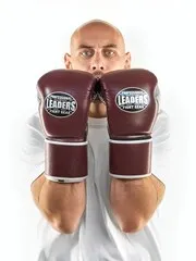 Перчатки боксерские LEADERS LS Long Velcro  RD/BK/SIL