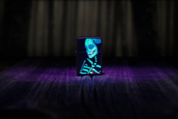 Зажигалка Zippo Skeleton Design с покрытием Black Light, латунь/сталь, черная, матовая, 38x13x57 мм