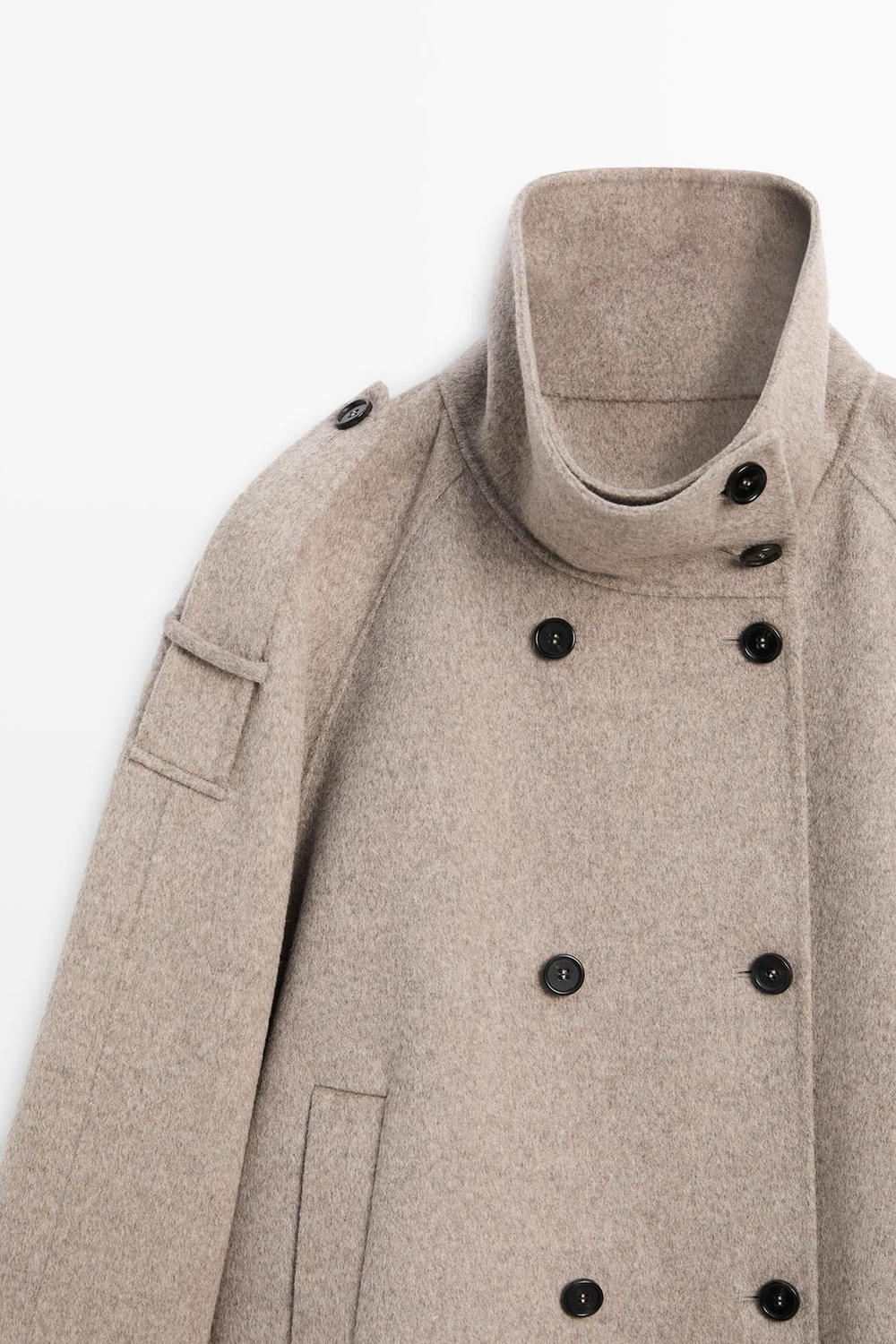 Massimo Dutti Укороченное пальто с пуговицами, коричневый