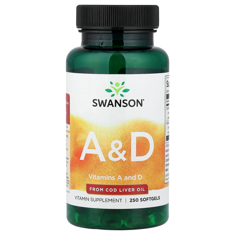 Swanson Vitamins, витамины A и D, 250 мягких таблеток