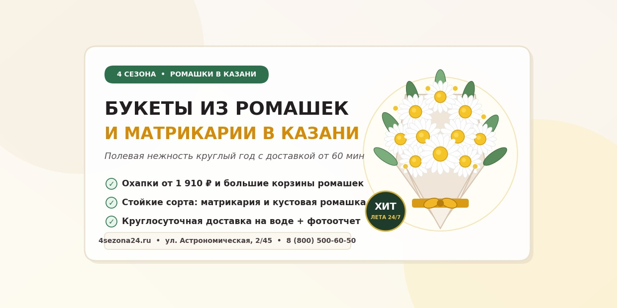 Букеты из ромашек в Казани: полевая матрикария, кустовая ромашка и корзины с доставкой 24/7