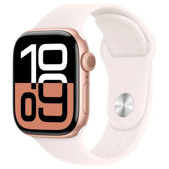 Часы Apple Watch Series 10, 46 мм, алюминий цвета «розовое золото», ремешок Sport Band цвета «румянец»