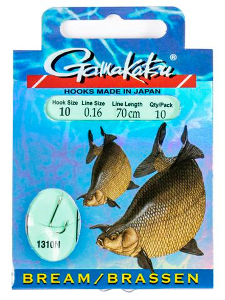 Крючки с поводком Gamakatsu BOOKLET BREAM 1310N разм. 10-0.18мм 70см 10шт.