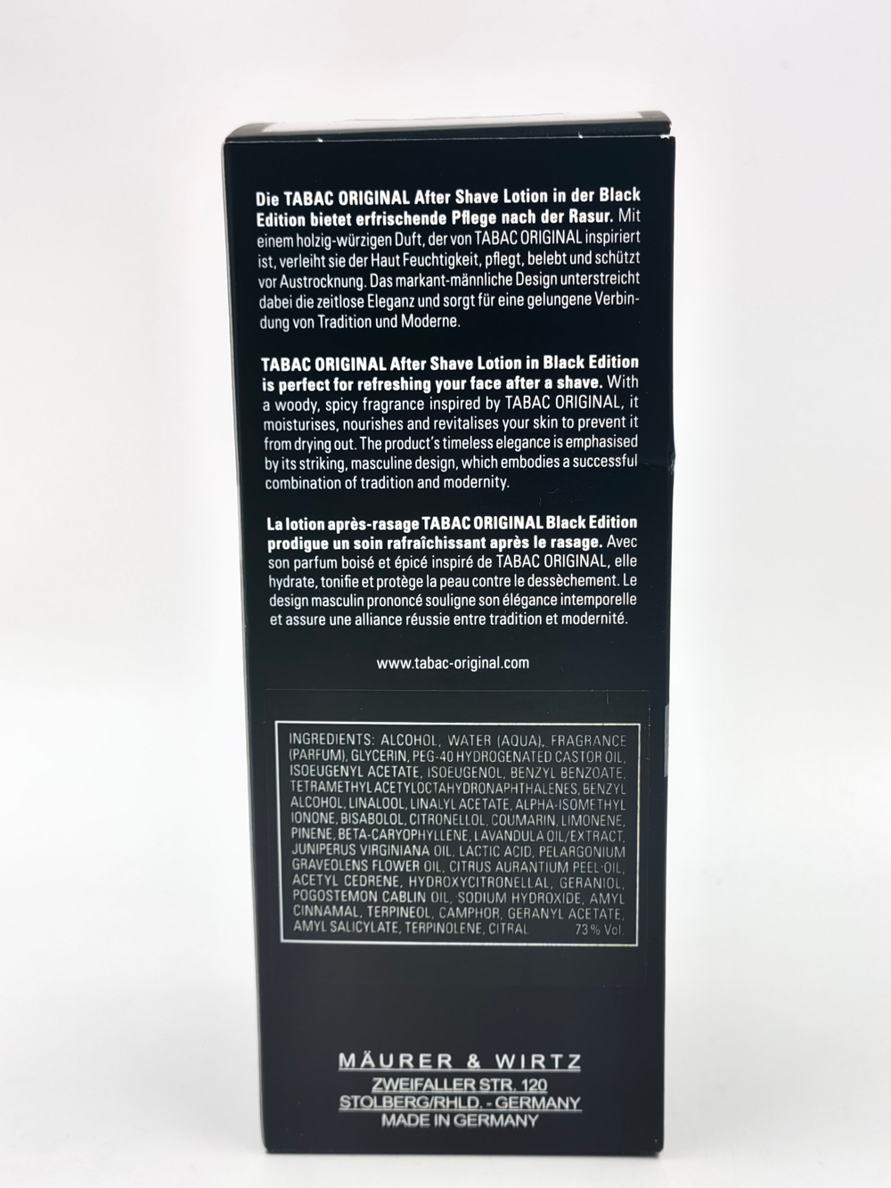 Лосьон после бритья Tabac Original Black Edition с экстрактом можжевельника и эфирными маслами, 100 мл (Германия)