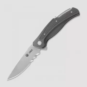 Нож "WINDAGE™"скл.,ст. 8Cr13MoV,кл.StoneWash,1/3серрейт.,рук.черн.алюмин,клипса