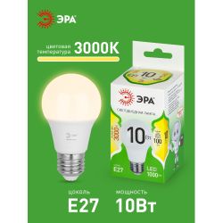 Лампа светодиодная ЭРА GREEN LINE LED A60-10W-830-E27 GL 10Вт груша теплый свет E27 | Лампы cветодиодные Груша (A)