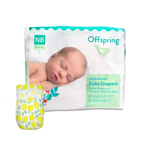 Подгузники Offspring NB 2-4 кг, 26 шт, лимоны