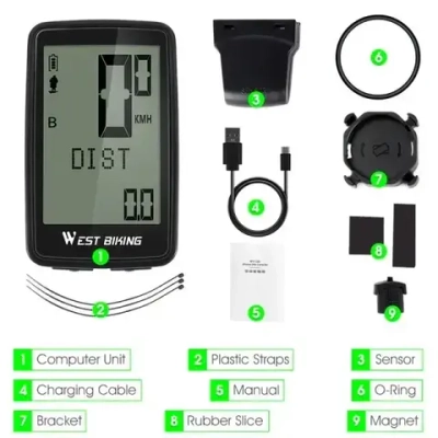Велокомпьютер беспроводной West Biking YP0702075, 17 функций